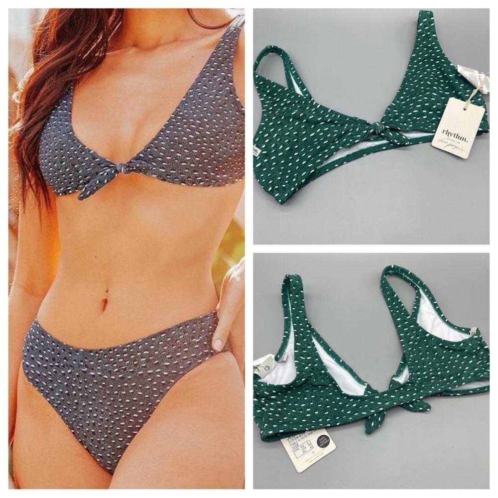 New! Rhythm swim x free people pebble tie front tank top sage nwt 1925